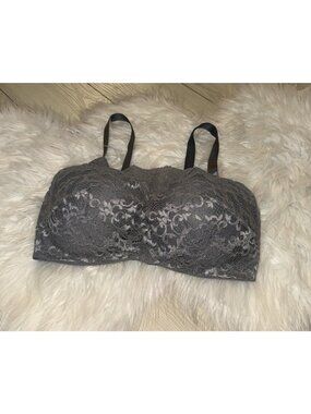 Soma Lace Cami Bra Lightly Lined Underwire Convertible Strap Womens 34DD Gray